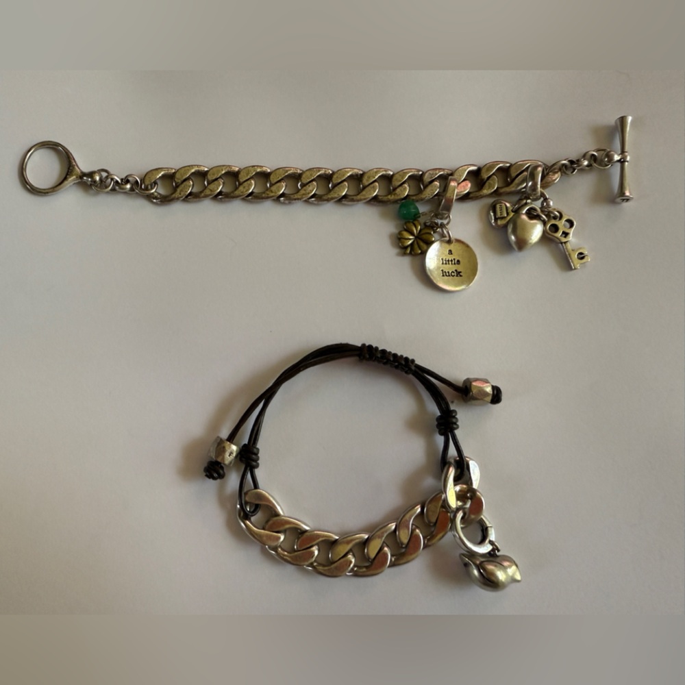 Set of 2 Fossil Silver Charm Bracelets